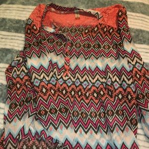 A designed shirt with lace at the top!